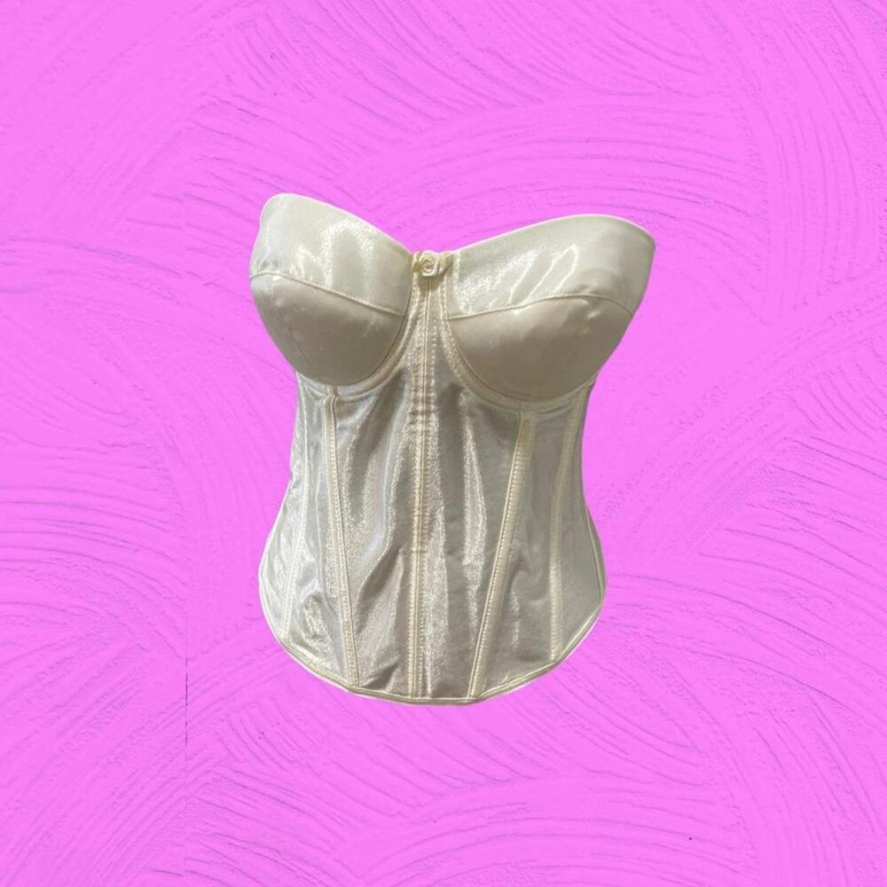 Fredericks of Hollywood Strapless Bustier Corset Satin Ivory